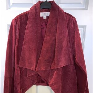 NEW GORGEOUS Suede Leather Jacket, Burgundy, L